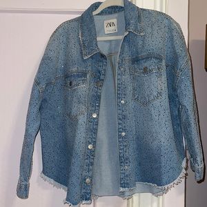 Zara oversized studded denim jacket